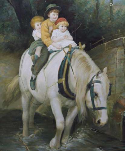 Oil on canvas of child on horse