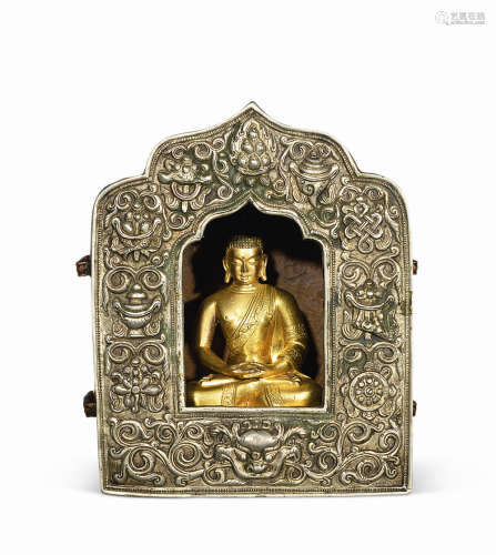 十八世纪 铜鎏金阿弥陀佛带嘎乌