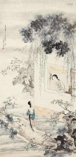 陈康侯（1866～1937） 月上花稍 立轴 设色纸本