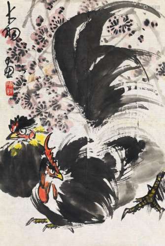 陈大羽（1912～2007） 双吉图 镜片 设色纸本