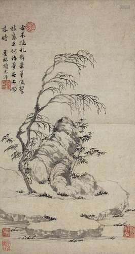 项元汴（1525～1590） 古木幽篁 镜片 水墨纸本