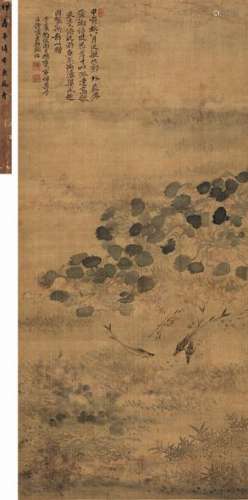 恽寿平（1633～1690） 菱藻游鱼图 立轴 设色绢本