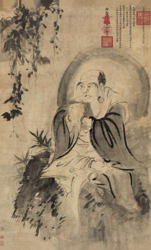 成化帝（1447～1487） 御制《普贤真人化身像》 立轴 水墨纸本