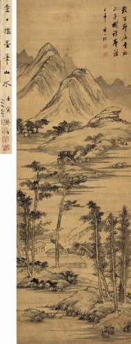 査士标（1615～1698） 青溪茆屋图 立轴 水墨绢本