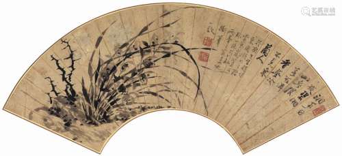 罗聘（1733～1799） 兰香 扇片 水墨纸本