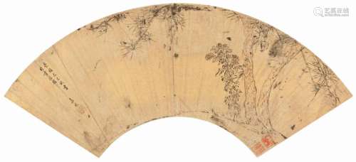 程嘉燧（1565～1643） 松菊图 扇片 设色泥金笺本