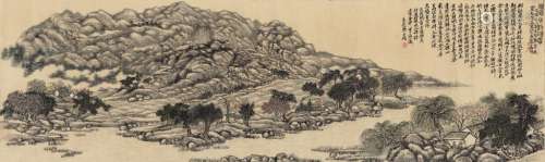 李嘉福（1839～1904） 禅国山访碑图 横披 设色纸本
