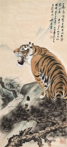 慕凌飞（1913～1997） 1990年作 虎啸图 镜心 设色纸本