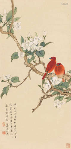 田世光（1916～1999） 梨枝红雀 立轴 设色纸本