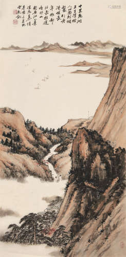 慕凌飞（1913～1997） 1981年作 新安江景 立轴 设色纸本