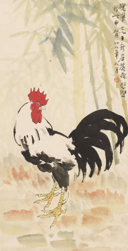 徐悲鸿（1895～1953） 1939年作 大吉图 立轴 设色纸本