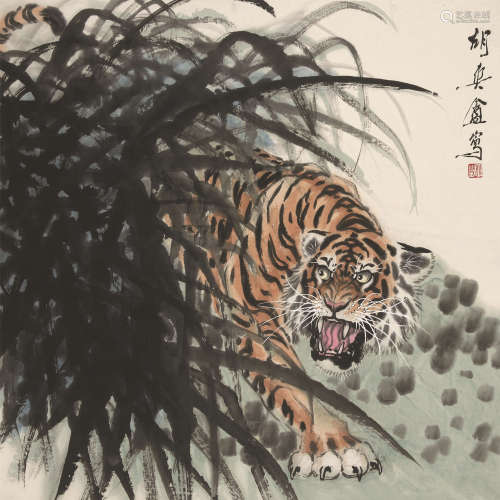 胡爽盦（1916～1988） 猛虎图 立轴 设色纸本