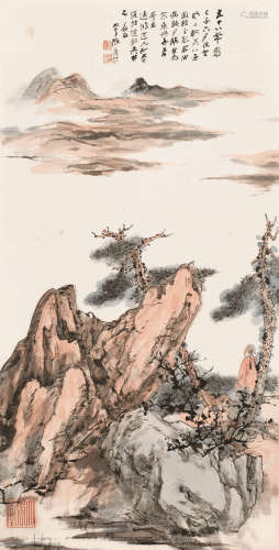 张大千（1899～1983） 1969年作 松江远眺 镜心 设色纸本