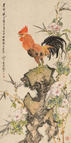 黄独峰（1913～1998） 1950年作 大吉图 立轴 设色纸本