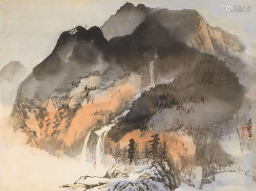 张大千（1899～1983） 云山小景 镜心 设色纸本