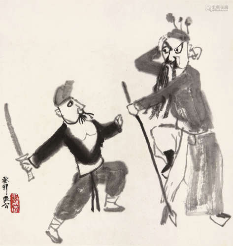 关良（1900～1986） 1979年作 武剧图 镜心 水墨纸本