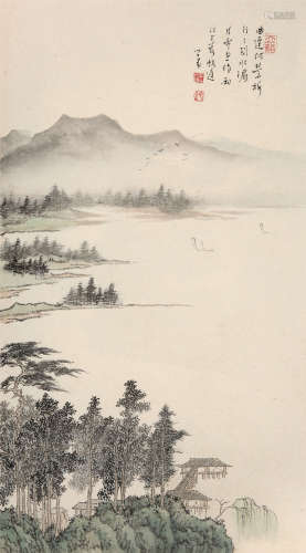 溥儒（1896～1963） 江上归帆 镜心 设色纸本