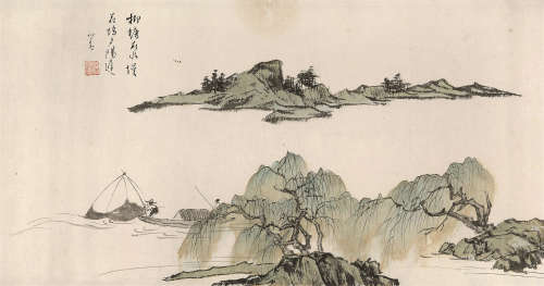 溥儒（1896～1963） 柳塘暮色 镜心 设色纸本