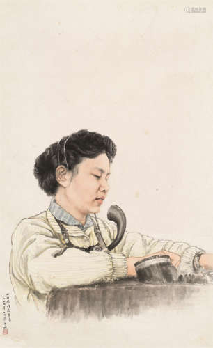 郑慕康（1901～1982） 1959年作 田丽娟像 立轴 设色纸本