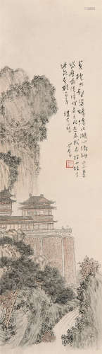 溥儒（1896～1963） 清峰高阁 镜心 设色纸本