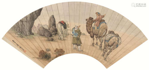 刘奎龄（1885～1967） 1931年代 明骆千里 扇面 设色纸本
