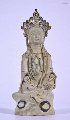 Chinese cream glazed pottery figure of Quanyin