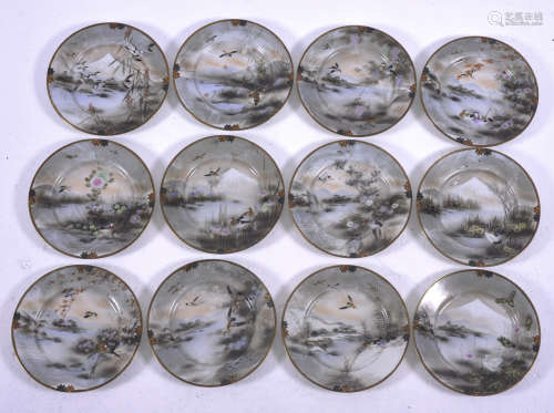 Set of 12 Japanese painted plates