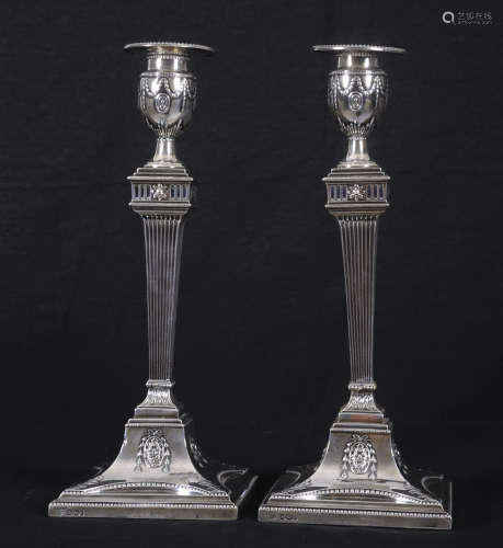 Pair of sterling candlestands, Hawksworth, Eyre & Co. Ltd. Sheffield, 1901