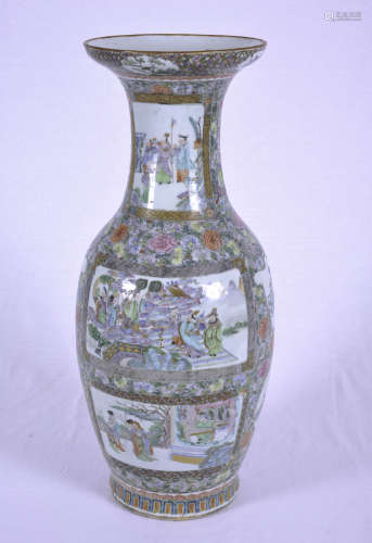 Chinese polychrome vase decorated with flowers and panels of figures