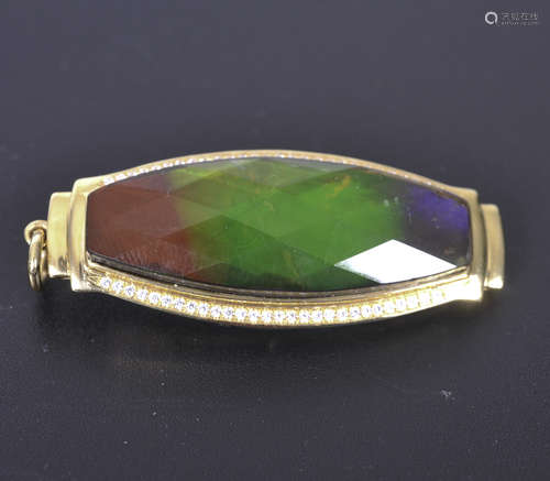 Ammolite gold mounted pendant