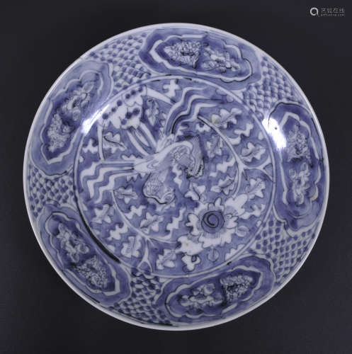 Blue and white plate