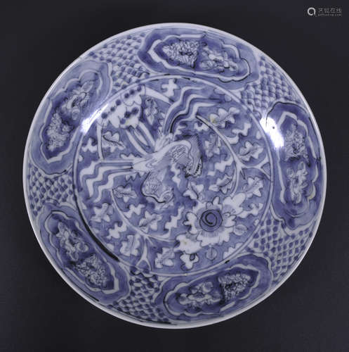 Blue and white plate