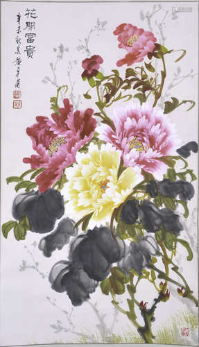 Scroll painting of flowers