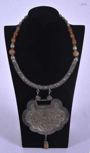 Tibetan silver necklace with engraved locket