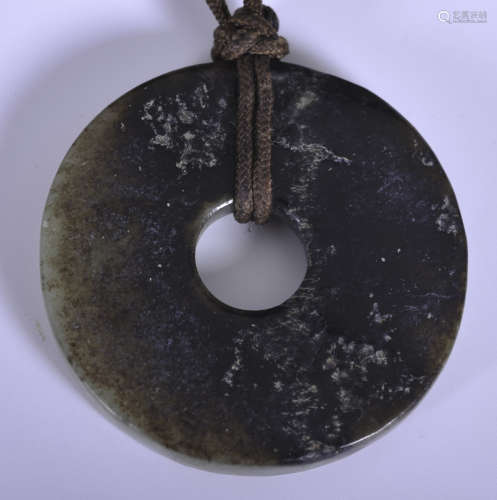 Small jade Bi disc pendant