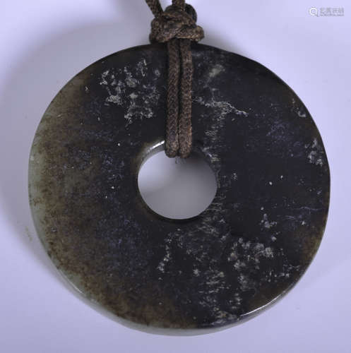 Small jade Bi disc pendant