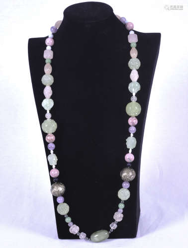 Hardstone and silver necklace