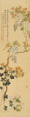 方薰（1736～1799） 花卉 立轴 设色绢本