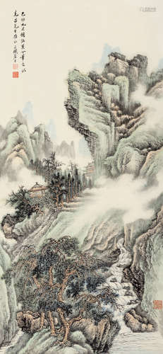 张石园（1898～1959） 1939年作 仿关仝笔意 立轴 设色纸本
