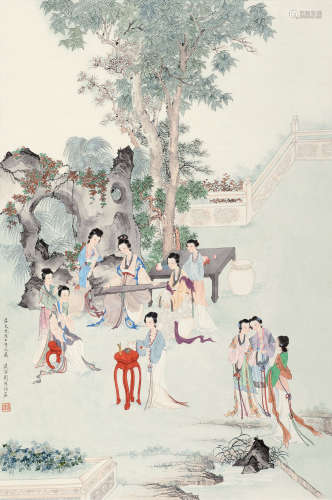 刘凌沧（1908～1989） 人物 立轴 设色纸本