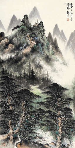 黎雄才（1910～2002） 1992年作 山水 镜框 设色纸本