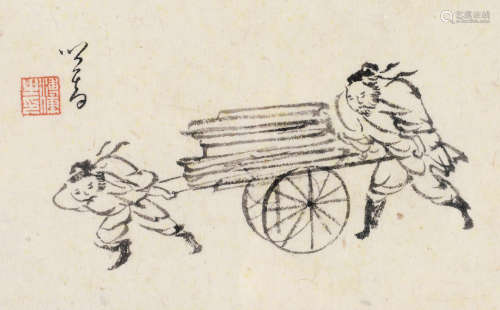 溥心畲（1896～1964） 人物 镜框 水墨纸本