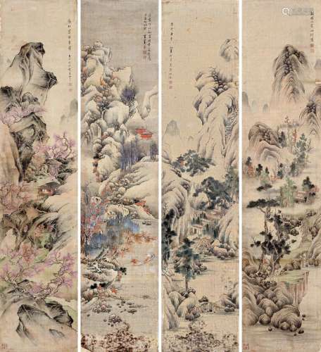 法若真（1613～1691） 四季山水 托纸 设色绢本