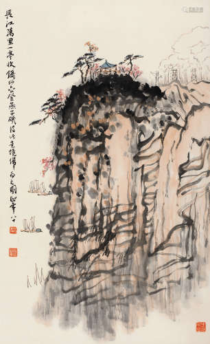 钱松嵒（1899～1985） 长江万里一亭收 立轴 设色纸本