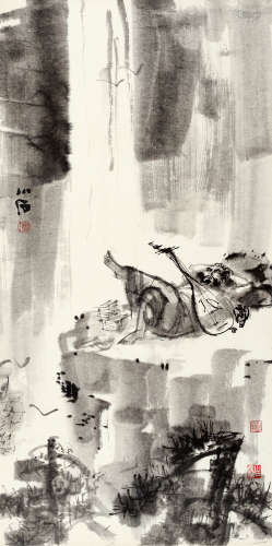 傅小石（1932～2016） 醉卧听泉声 立轴 水墨纸本