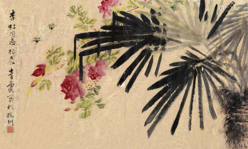 吴青霞（1910～2008） 花卉 横披 设色纸本