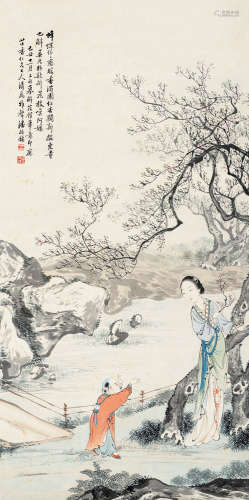 潘振镛（1852～1921） 1889年作 人物 镜片 设色纸本