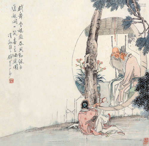 钱慧安（1833～1911） 春色满园 镜框 设色纸本
