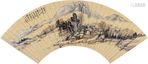 王昱（1714～1748） 山水 扇面 设色笺本