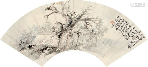 陆恢（1851～1920） 山水 扇面 设色纸本
